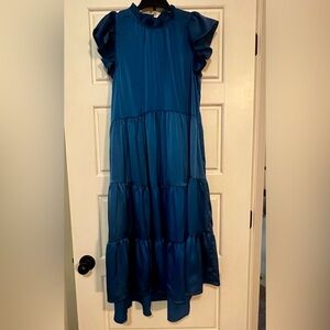 Pinch Midnight Blue Ruffle Sleeve Midi Dress
